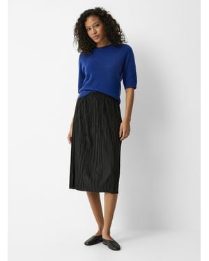 Contemporaine Pleated Satiny Skirt - Blue