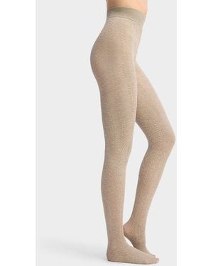 Simon's Cable Knit Tights Exclusive Collection From Italy - Grey