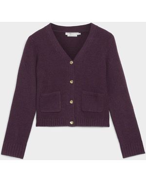 Contemporaine Felted Knit Boxy Cardigan - Purple