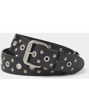 Le 31 Genuine Leather Grommet Belt - Black