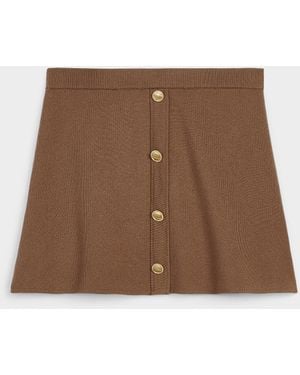Twik Golden Buttons Knit Skirt - Natural