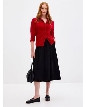 Contemporaine Flared Textured Crepe Pleated Skirt