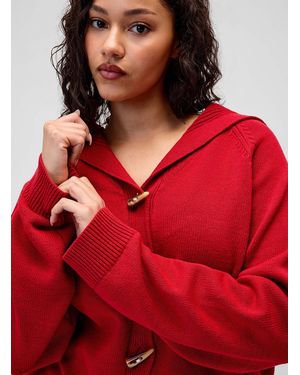 Twik Horn Buttons Sailor Collar Cardigan - Red