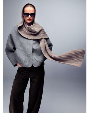 Soeur Loretta Ribbed Hood Pure Merino Wool Scarf - Natural