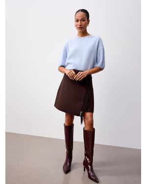 Yerse Fringed Felt Wrap Skirt - White