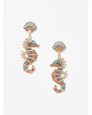 Simon's Seahorse Large Earrings - White