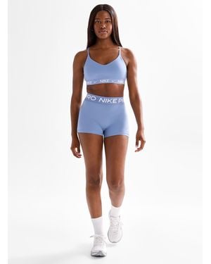 Nike Pro Logo Waist Compression Biker Short 3" Length - Blue