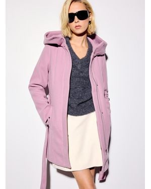 Vero Moda Belted Hooded Felted Coat - Pink