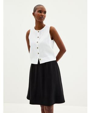 Contemporaine Elastic Waistband Flared Skirt - White