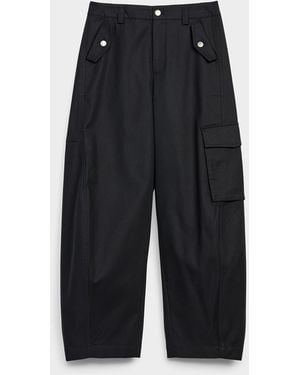 Contemporaine Cotton And Lyocell Cargo Pant Fit: Barrel Leg, High Rise - Black
