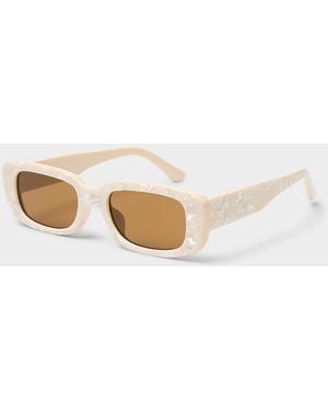 Simon's Megan Rectangular Sunglasses - White