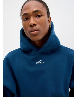 Papi Embroidered Logo Oversized Hoodie - Blue