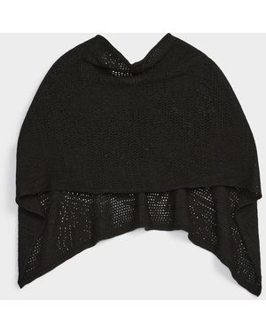 Parkhurst Pointelle Knit Cropped Poncho - Black