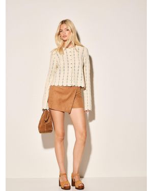 Icône Waves And Openwork Cropped Cardigan - Natural