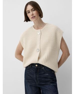 B.Young Hammered Buttons Boxy - White