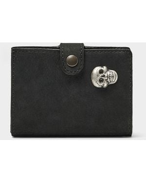 KJØRE PROJECT Skull Detail Suede Miniwallet - Black