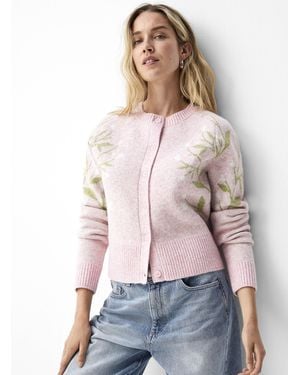 Contemporaine Spring Flowers Jacquard Cardigan - Pink