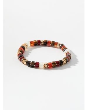 Simon's Golden Detail Natural Stone Elastic Bracelet - White