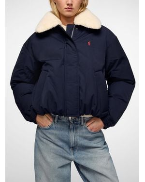Polo Ralph Lauren Removable Polar Fleece Collar Puffer Jacket - Blue
