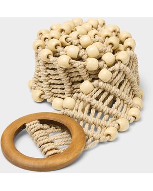 Simon's Crocheted Cord And Bead Wide Belt - Metallic