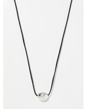Annika Inez Ellipse Silver Bead Cord Necklace - Metallic