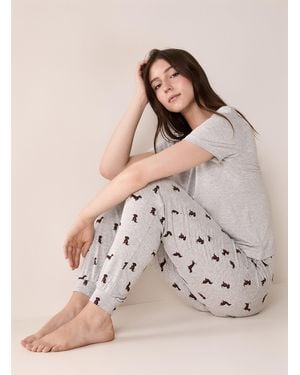 Miiyu Adorable Pattern Flowy Lounge Pant - Natural