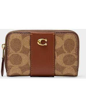 COACH Coated Canvas Signature Card Holder - Brown