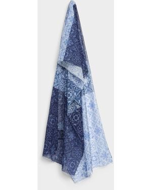 Le 31 Mediterranean Mosaic Lightweight Scarf Exclusive Collection From Italy - Blue