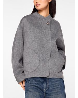 Soeur Windsor Minimalist Pea Coat - Grey