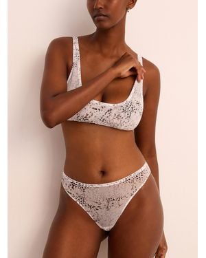 Miiyu Patterned Mesh Cheeky Panty Recycled Nylon - Brown