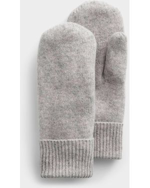 Simon's Pure Wool Ribbed Cuff Mittens - Grey