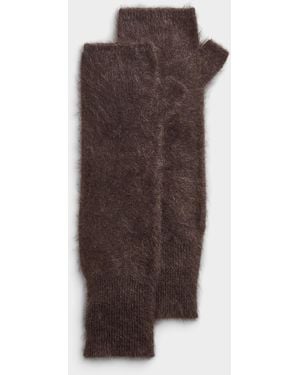 Simon's Pure Brushed Cashmere Wrist Warmers - Brown
