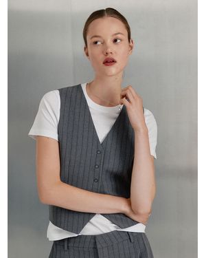 Twik Dressy Vest With Small Buttons - Grey