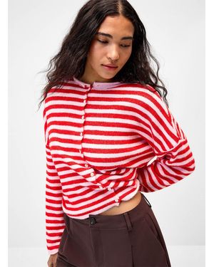Things Between Fluffy Knit Cardigan - Red