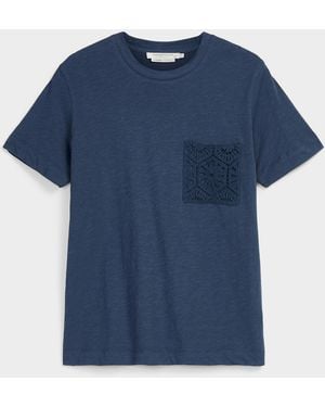Contemporaine Crocheted Pocket Organic Cotton T - Blue