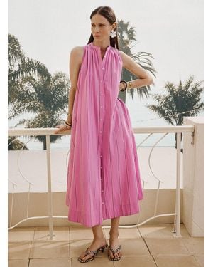 FRNCH Striped Bubblegum Pink Trapeze Dress