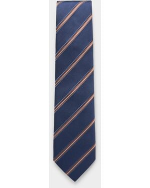 Le 31 Finely Ribbed Striped Tie Exclusive Collection From Italy - Blue