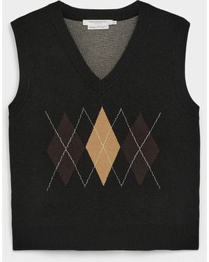 Contemporaine Argyle Sweater Vest - Black