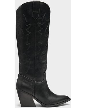 Steve Madden Arizona Topstitched Cowboy Boots Women - Black