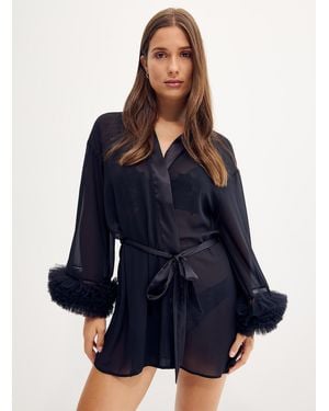 Bluebella Kika Ruffled Cuffs Flowy Robe - Blue