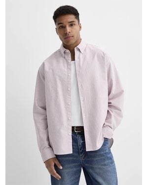 Le 31 Striped Oxford Shirt Relaxed Fit - White