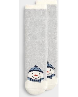Simon's Snowman Plush Socks Christmas Collection - White