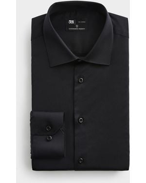 Le 31 Essential Satiny Cotton Shirt Modern Fit - Black