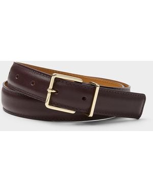 Maison Boinet Square Buckle Minimalist Leather Belt - Brown