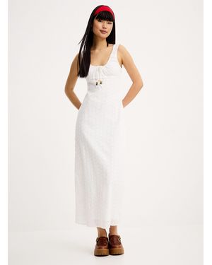 Rhythm Beaded Drawcord Broderie Anglaise Maxi Dress - Natural