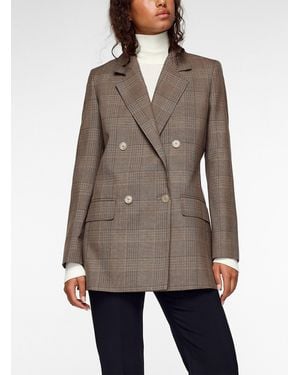 Max Mara Prince Of Wales 100% Wool Blazer - Natural