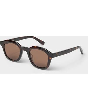 Quay Roll Film Polarized Rounded Square Sunglasses Taupe - Grey