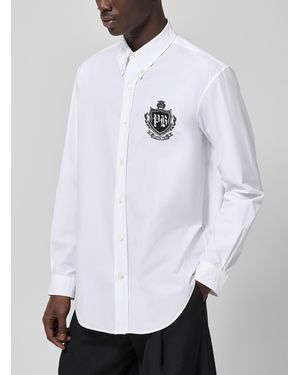 Balmain Embroidered Coat Of Arms Poplin Shirt - White