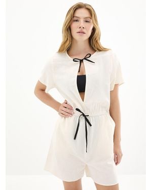 Simon's Centre Cutout Cotton Romper - White