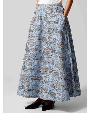 STAUD Toile De Jouy Poplin Skirt - Blue